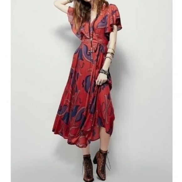 Free People Dresses & Skirts - Free People Sweet Escape Wrap Maxi Dress, Large
